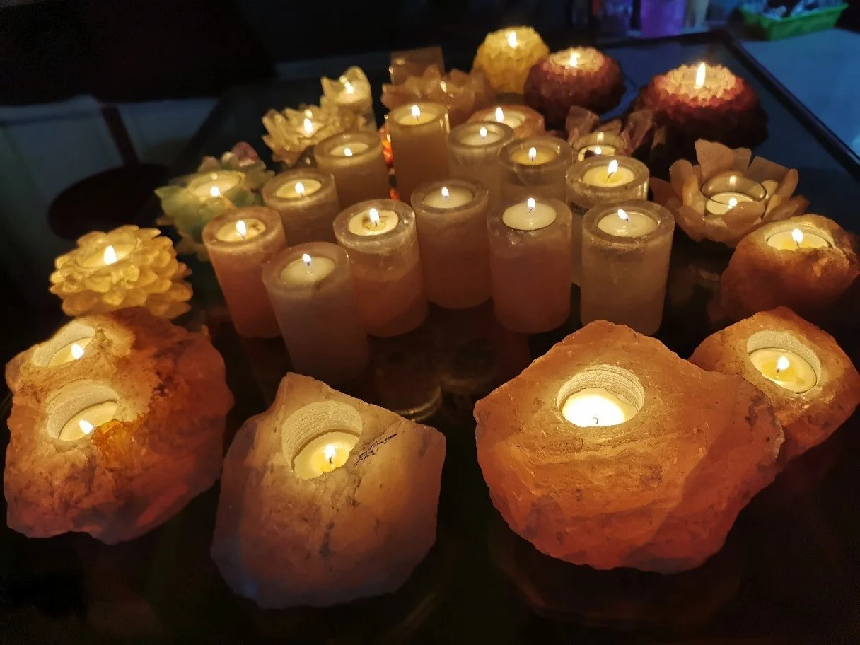 Chân Đế Nến Decor Đá thạch anh , Đá Muối thiên nhiên