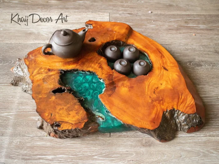 Khay Trà Gỗ Lũa Resin KT-008