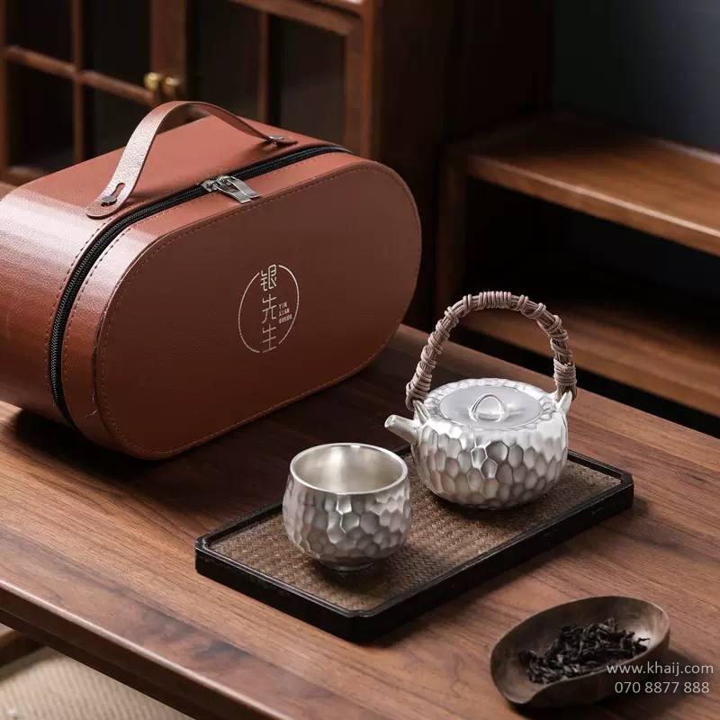 Bộ Ấm Trà Bạc Ta Nguyên Chất 999 KT061 - Ảnh 2