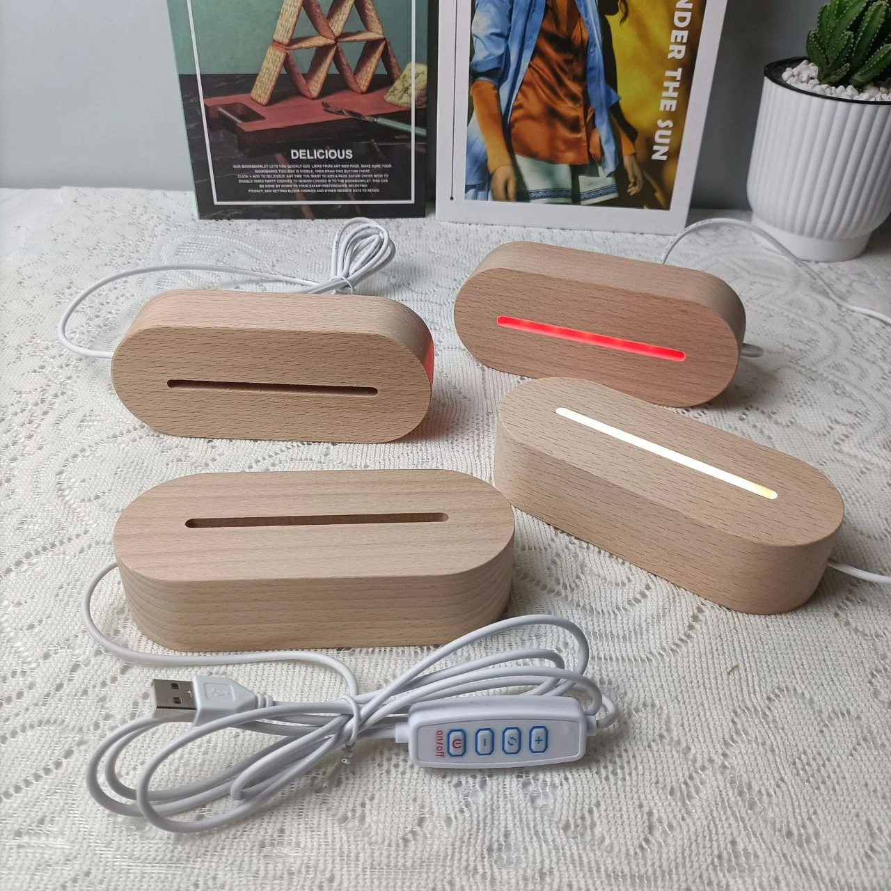 Bộ Đèn Led Đế Gỗ Trưng Bày  LM02