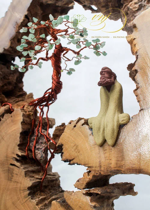 Bonsai Lũa Treo Tường Đá Quý Thạch Anh Xanh LBS-T004