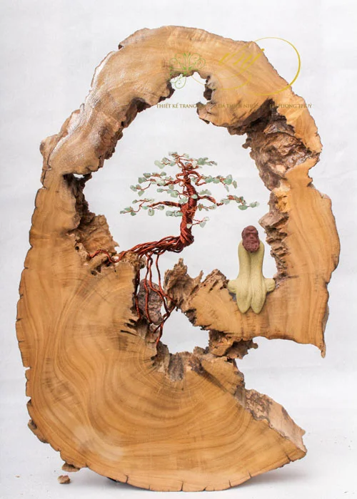 Bonsai Lũa Treo Tường Đá Quý Thạch Anh Xanh LBS-T004