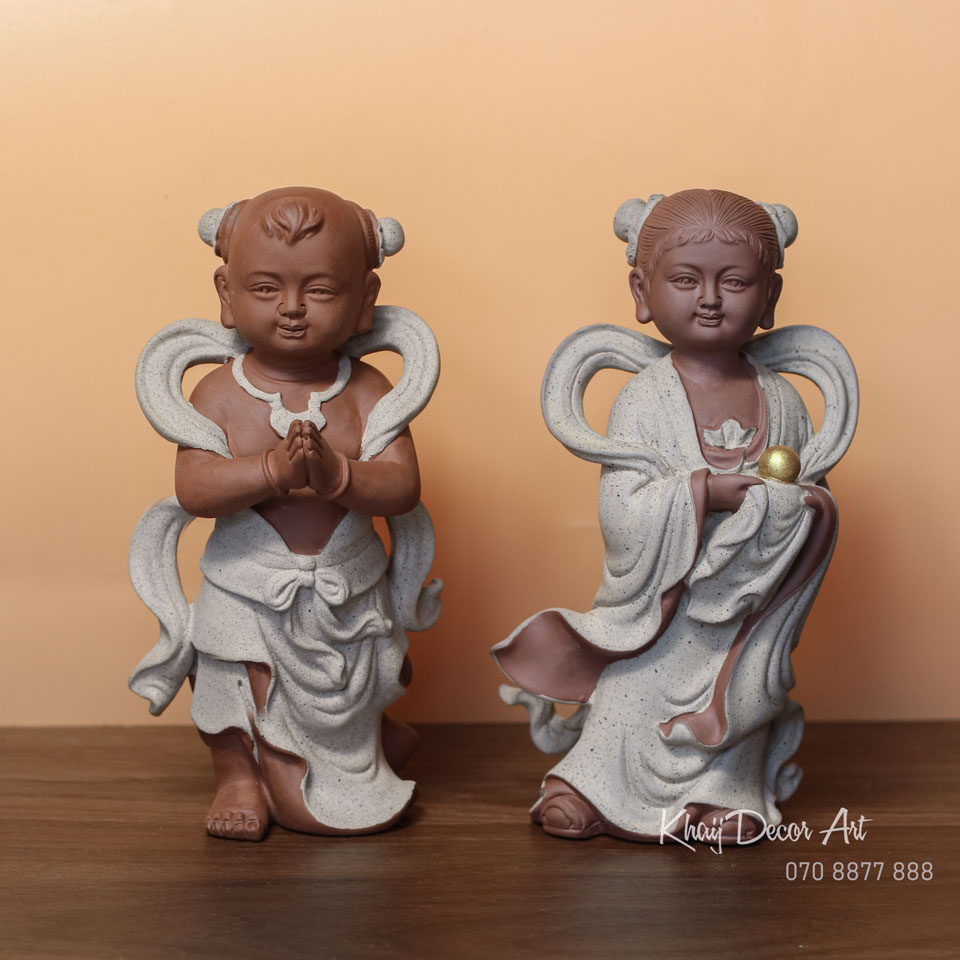 Bộ Tượng Tiên Đồng Ngọc Nữ Gốm Tử Sa TG10