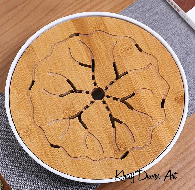 Alternative view of Khay Trà Lá Sen Gỗ Tre - Uống Trà Phong Cách Nhật Bản KT054