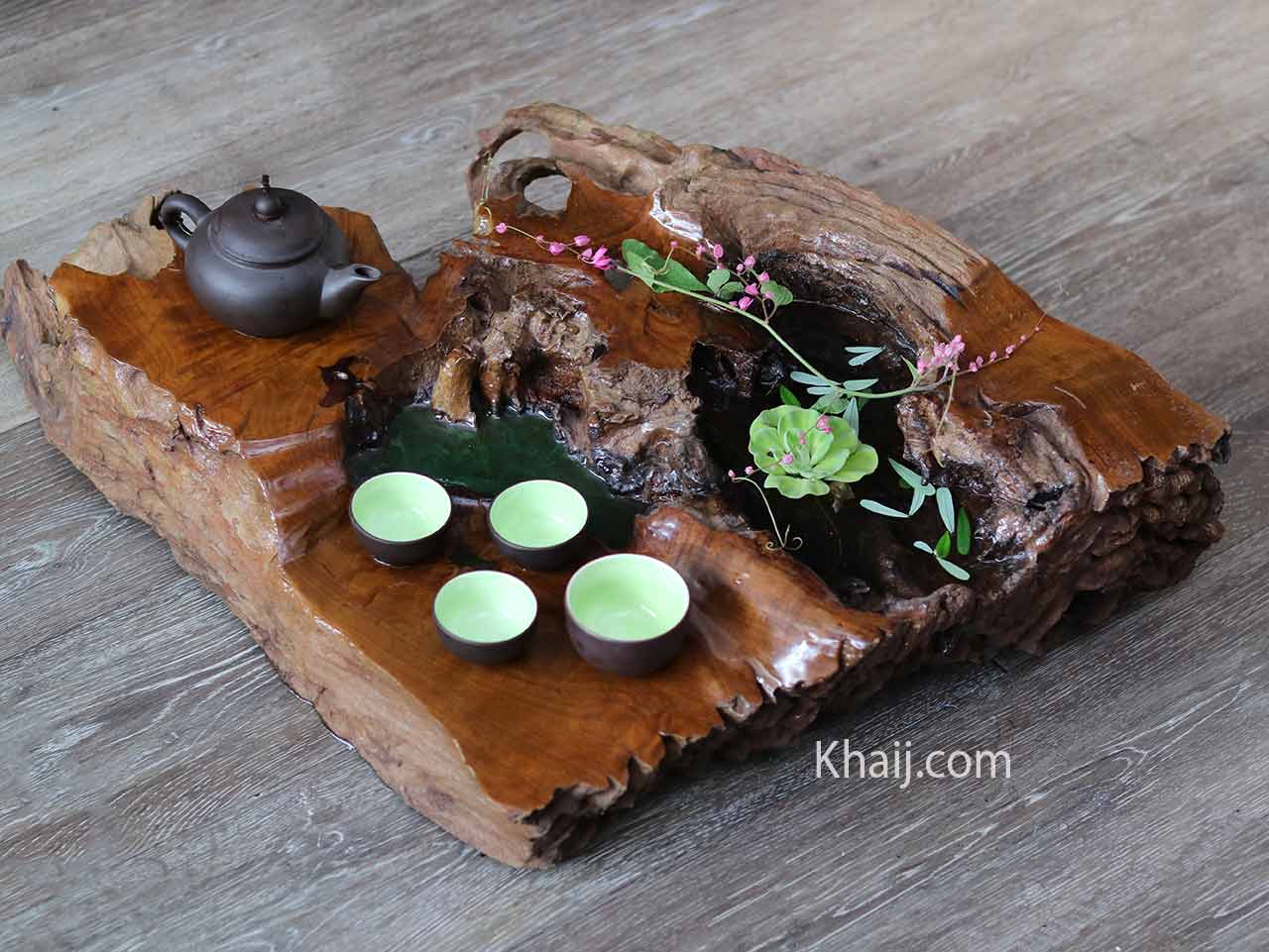 Alternative view of Khay Trà Gỗ Lũa Tiểu Cảnh Tự Nhiên  KT048