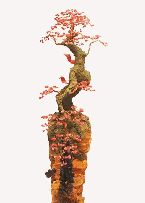 Lũa Treo Tường BonSai Tượng Quan Công Đá San Hô Đỏ