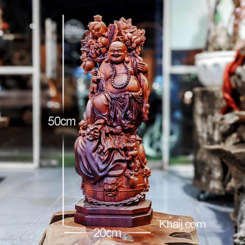 Alternative view of Tượng Di Lặc Gỗ Đỏ Thiên Nhiên Nguyên Khối TGW1