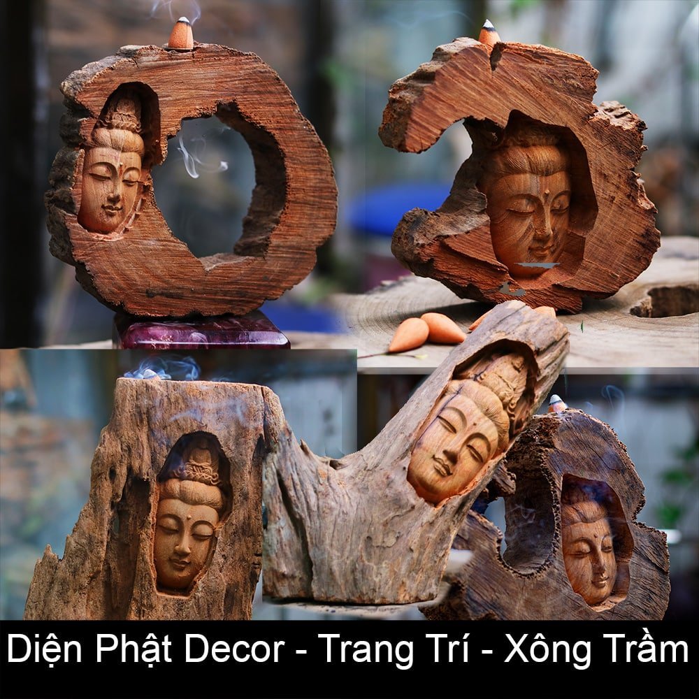 Tượng Phật Decor Gỗ Đỏ