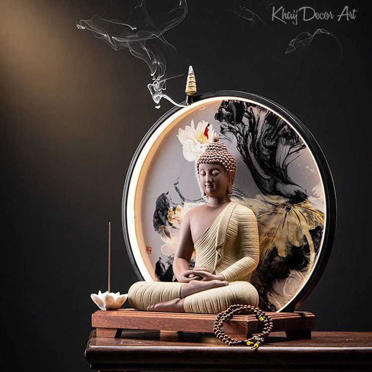 Tượng Phật Thích Ca Gốm Tử Sa Đèn Decor TG03