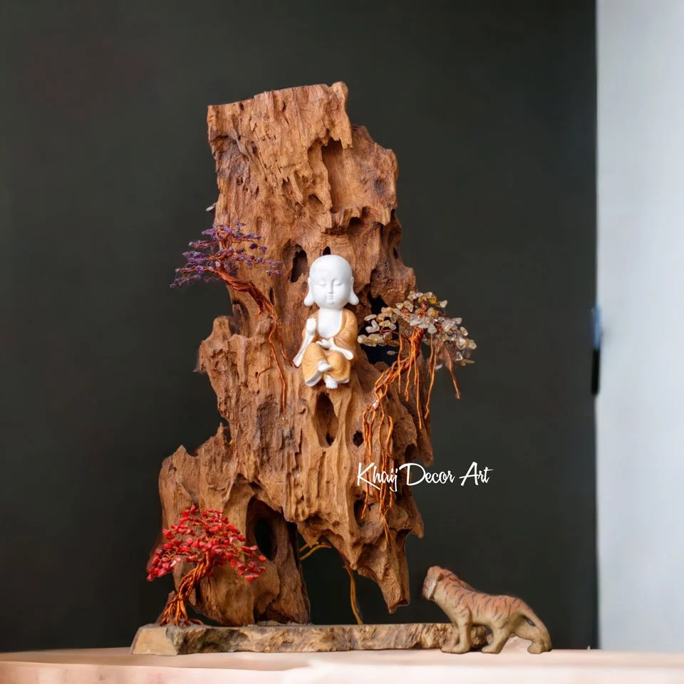 Alternative view of Tiểu Cảnh Chú Tiều Ngồi Thiền Gốm Tử Sa