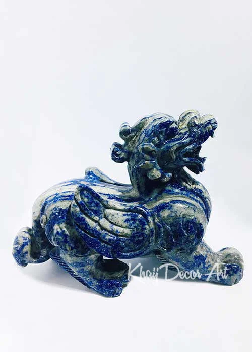 Alternative view of Bộ Tượng Tỳ Hưu Để Bàn Đá Lapis Lazuli