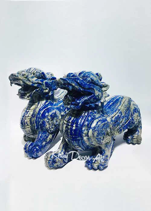 Bộ Tượng Tỳ Hưu Để Bàn Đá Lapis Lazuli