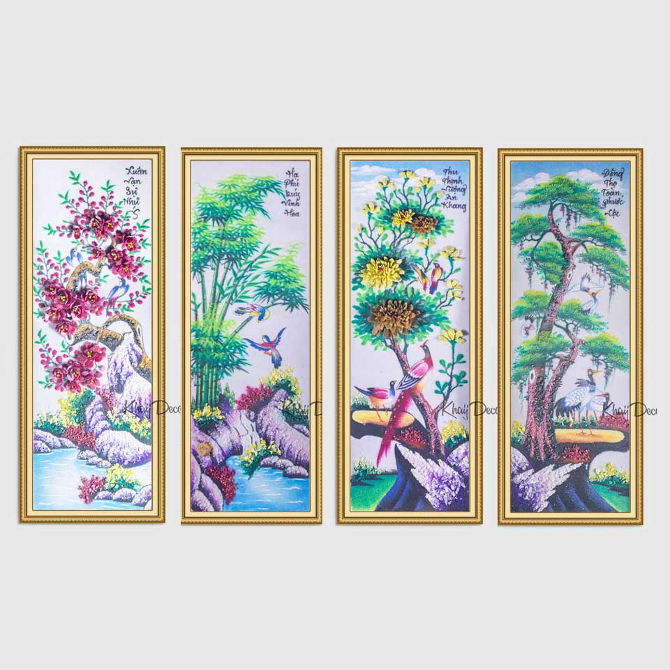 Tranh Đá Quý Bốn Mùa Xuân Hạ Thu Đông Mẫu Mới 2023