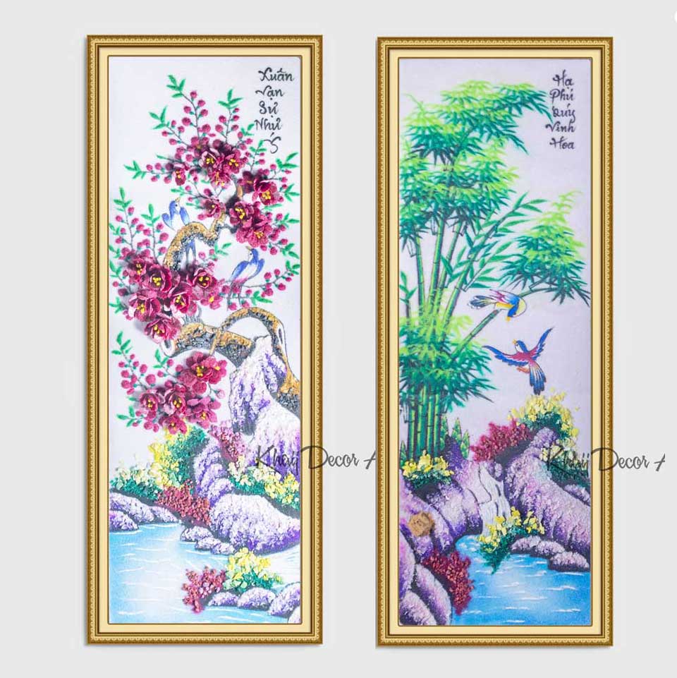 Tranh Đá Quý Bốn Mùa Xuân Hạ Thu Đông Mẫu Mới