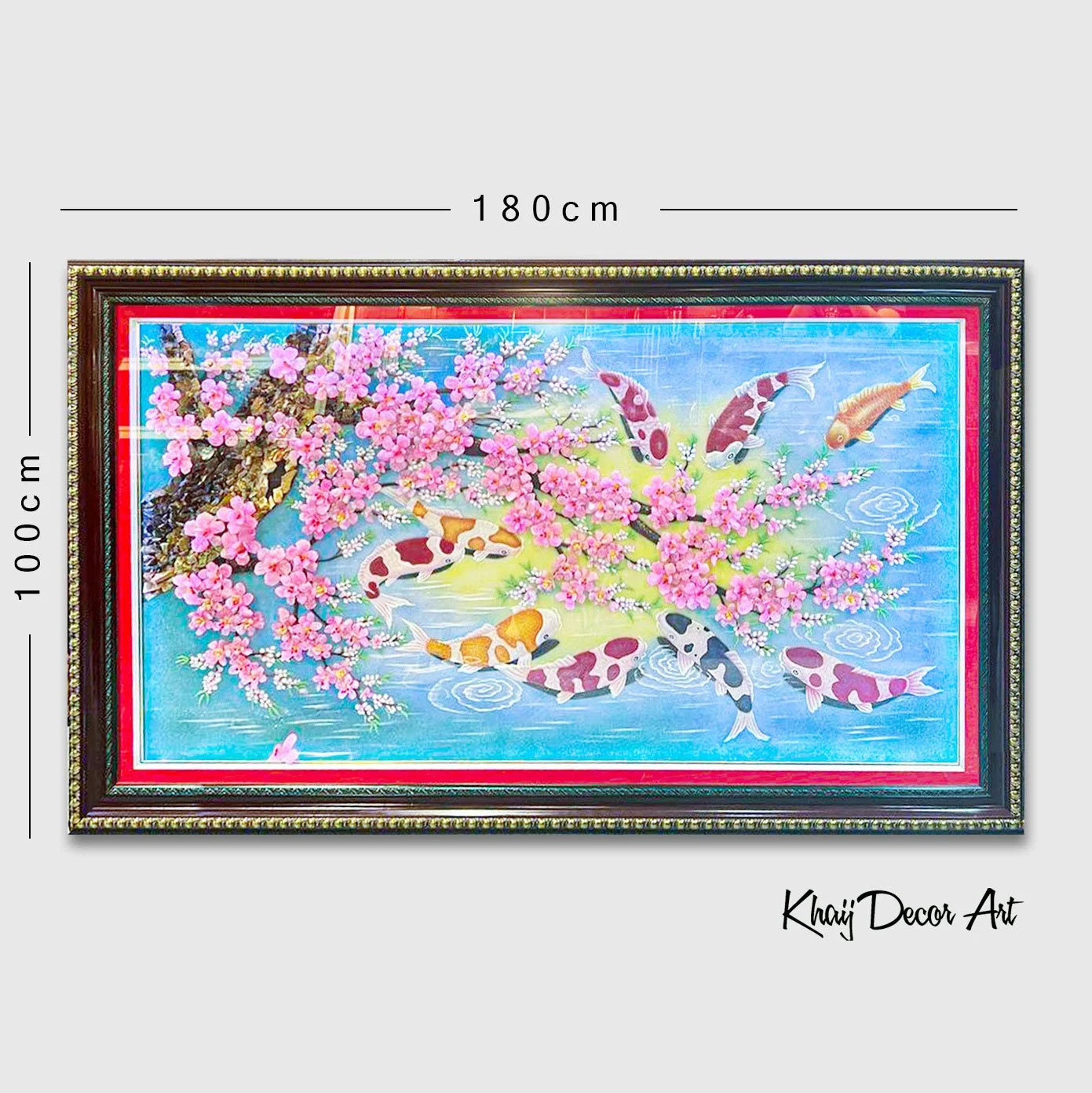 Tranh Đá Quý Cửu Ngư Quẩn Hội