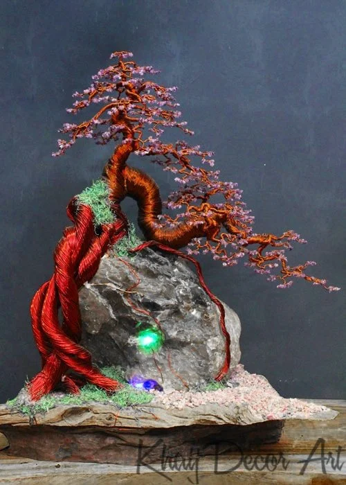 Bonsai Dây Đồng Tinh Thể Thạch Anh Khói