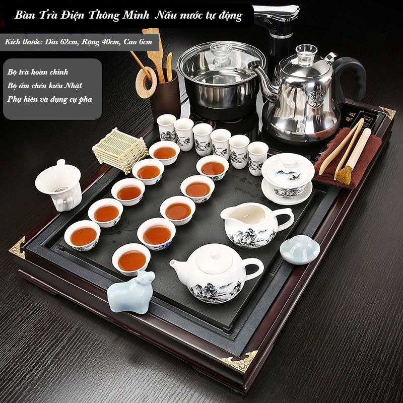 Bàn Trà Điện Thông Minh Đa Năng Tự Nấu Khắc Sen Cao Cấp Kt051